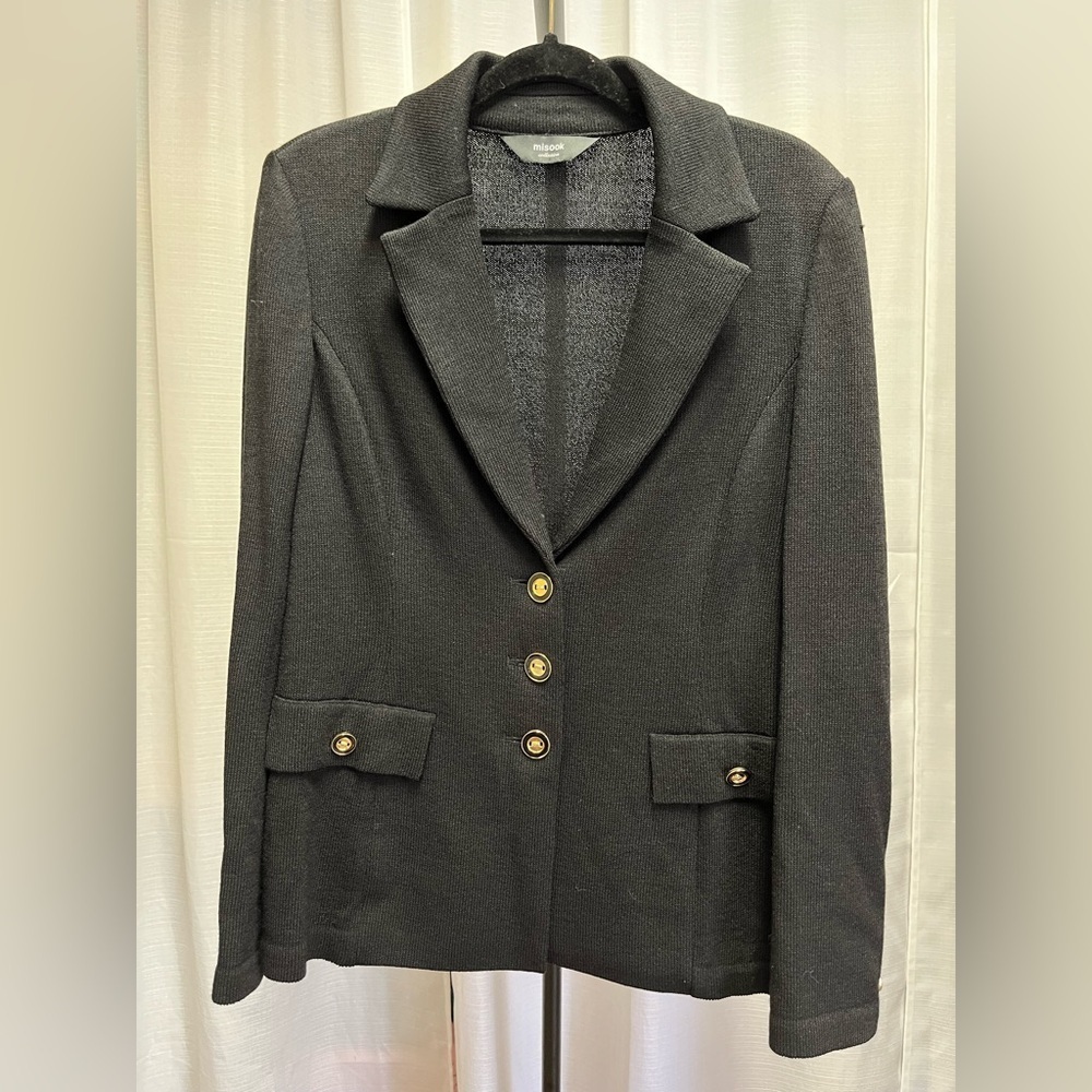 Misook black wool blazer | size Large